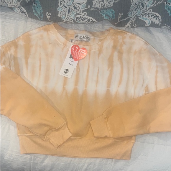 Wildfox Orange and White Crew Neck Sweater